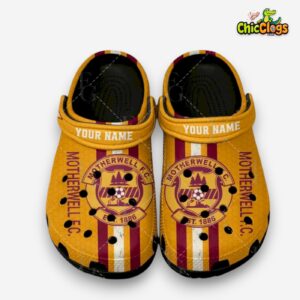 Motherwell FC Printed Pattern Crocs Clogs - Stylish SPFL Football Footwear - Image 1