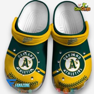 Oakland Athletics Classic Crocs - Green & Yellow MLB Design Shoes - Image 1