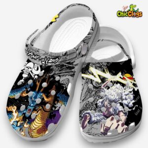 One Piece Luffy Gear 5 and Kaido Custom Name Crocs Shoes - Image 1