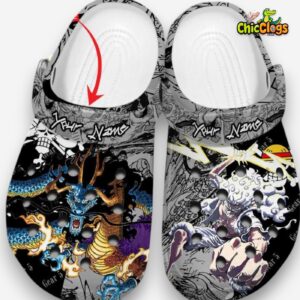 One Piece Luffy Gear 5 and Kaido Custom Name Crocs Shoes - Image 2