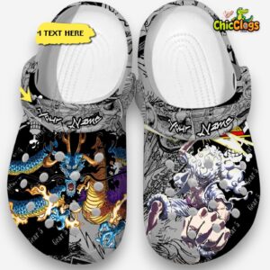 One Piece Luffy Gear 5 and Kaido Custom Name Crocs Shoes - Image 3