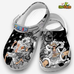One Piece Gear 5 Monkey D.Luffy Custom Name Black Crocs Clogs - Image 2