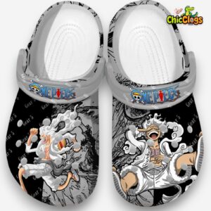 One Piece Gear 5 Monkey D.Luffy Custom Name Black Crocs Clogs - Image 3