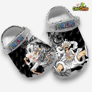 One Piece Gear 5 Monkey D.Luffy Custom Name Black Crocs Clogs - Image 4