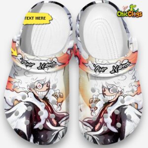 One Piece Gear5 Designed Custom Name White Clogs - Image 2