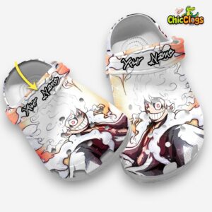 One Piece Gear5 Designed Custom Name White Clogs - Image 4