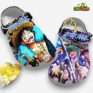 One Piece Luffy & Zoro Custom Name Crocs Clogs - Image 1