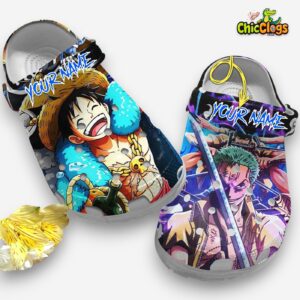 One Piece Luffy & Zoro Custom Name Crocs Clogs - Image 2