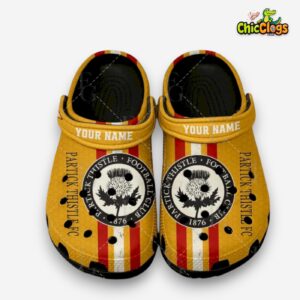 Partick Thistle FC Printed Pattern Crocs Clogs - SPFL Design Footwear - Image 1
