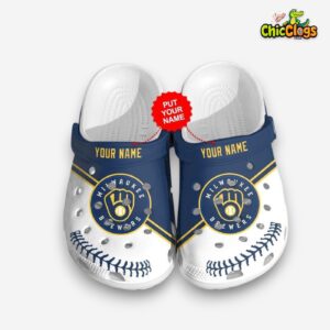 Personalized Brewers Football Team Crocs Clog Custom Name Shoes - Image 1