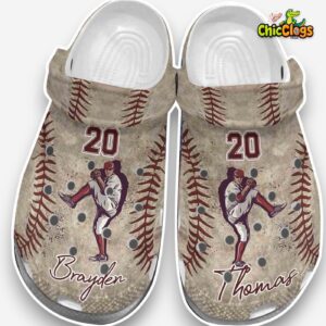 Pitcher Shoes For Batter Girl Funny Baseball clogs - Image 1