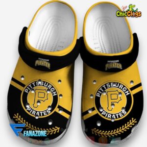 Pittsburgh Pirates Classic Crocs - Yellow and Black MLB Design Footwear - Image 1