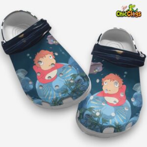 Ponyo In The Sea Anime Clogs, Blue And White Clogs - Image 1