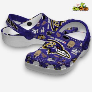 Printed Baltimore Ravens NFL Crocs Clogs - Stylish Team Design Footwear - Image 1