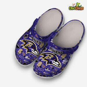 Printed Baltimore Ravens NFL Crocs Clogs - Stylish Team Design Footwear - Image 2