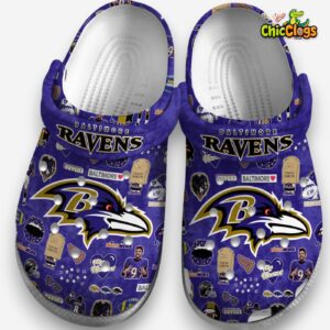 Printed Baltimore Ravens NFL Crocs Clogs - Stylish Team Design Footwear - Image 3