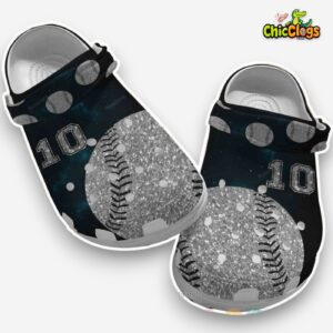 Printed Bling Ball Baseball Crocs Clogs - Stylish Patterned Footwear - Image 1