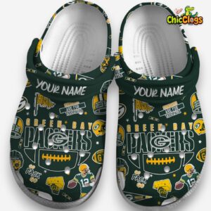 Printed Green Bay Packers Crocs Clogs - NFL Pattern Footwear - Image 3