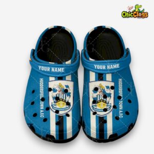 Printed Huddersfield Town AFC Football Design Crocs Clogs - Championship Edition - Image 1