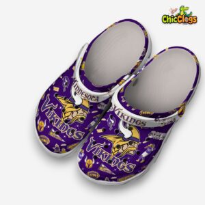 Printed Minnesota Vikings Crocs Clogs - NFL Team Pattern Footwear - Image 1