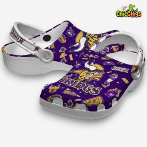 Printed Minnesota Vikings Crocs Clogs - NFL Team Pattern Footwear - Image 2