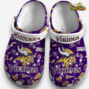 Printed Minnesota Vikings Crocs Clogs - NFL Team Pattern Footwear - Image 4