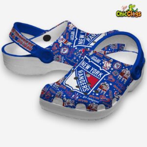 Printed New York Rangers NHL Crocs Clogs - Unique Design for Fans! - Image 1