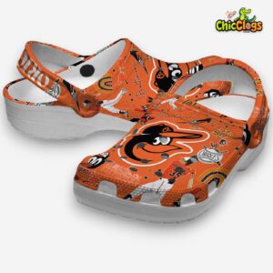 Printed Pattern Baltimore Orioles Crocs Clogs - MLB Style Footwear - Image 1