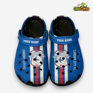 Printed Pattern Cardiff City FC Crocs Clogs - Championship Football Design - Image 1