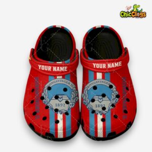 Printed Pattern Crocs Clogs - Kongsvinger IL Toppfotball Design - Image 1