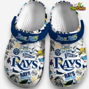 Printed Pattern Tampa Bay Rays Crocs Clogs - MLB Fan Footwear - Image 1