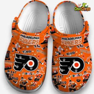 Printed Philadelphia Flyers Pattern Crocs Clogs - NHL Team Design Footwear - Image 1