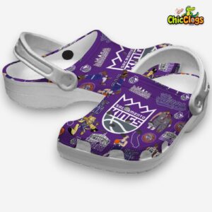 Printed Sacramento Kings NBA Basketball Pattern Crocs Clogs for Fans - Image 1