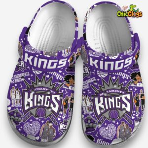 Printed Sacramento Kings NBA Basketball Pattern Crocs Clogs for Fans - Image 3