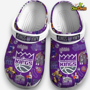 Printed Sacramento Kings NBA Basketball Pattern Crocs Clogs for Fans - Image 4