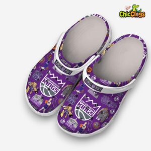 Printed Sacramento Kings NBA Basketball Pattern Crocs Clogs for Fans - Image 5
