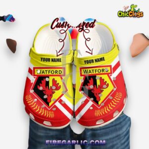 Printed Watford FC Design Crocs Clogs - Stylish Comfortable Footwear - Image 1