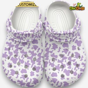 Purple Cow Pattern Classic Crocs For Men, Women, Kids - Image 1
