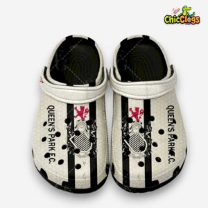 Queen's Park FC Printed Pattern Crocs Clogs - Stylish Football League Footwear - Image 1