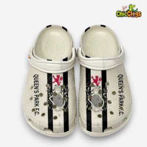 Queen's Park FC Printed Pattern Crocs Clogs - Stylish Football League Footwear - Image 2