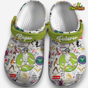 Roger Federer Printed Design Crocs - Stylish ATP Pattern Clogs - Image 3