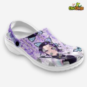 Shinobu Kochou & Tsuyuri Kanao Demon Slayer Unisex Crocs, Kimetsu No Yaiba Clogs - Image 1