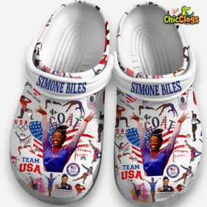 Simone Biles Patterned Crocs Clogs - Unique Printed Design Footwear - Image 4
