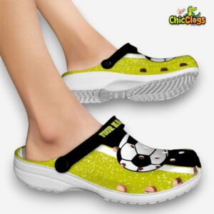 Soccer Print Design Crocs Clogs - Stylish & Comfy Footwear for Fans - Image 1