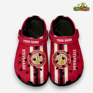 Stevenage FC Printed Pattern Football Clogs - League One Design Crocs - Image 1