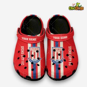 Stoke City FC Printed Pattern Clogs - Championship Football Crocs Fashion - Image 1