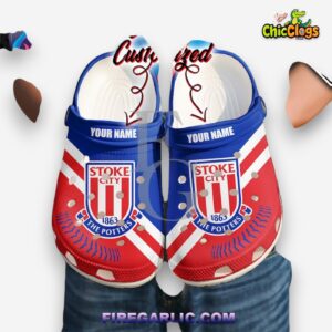 Stoke City Patterned Design Crocs Clogs - Stylish & Comfortable Footwear - Image 1