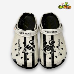 Swansea City AFC Printed Pattern Football Crocs Clogs - Stylish Comfort - Image 1