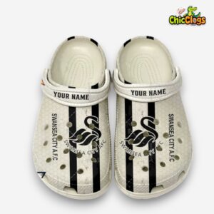 Swansea City AFC Printed Pattern Football Crocs Clogs - Stylish Comfort - Image 2