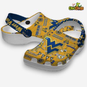 West Virginia Mountaineers Printed Crocs Clogs - NCAA Pattern Footwear - Image 1